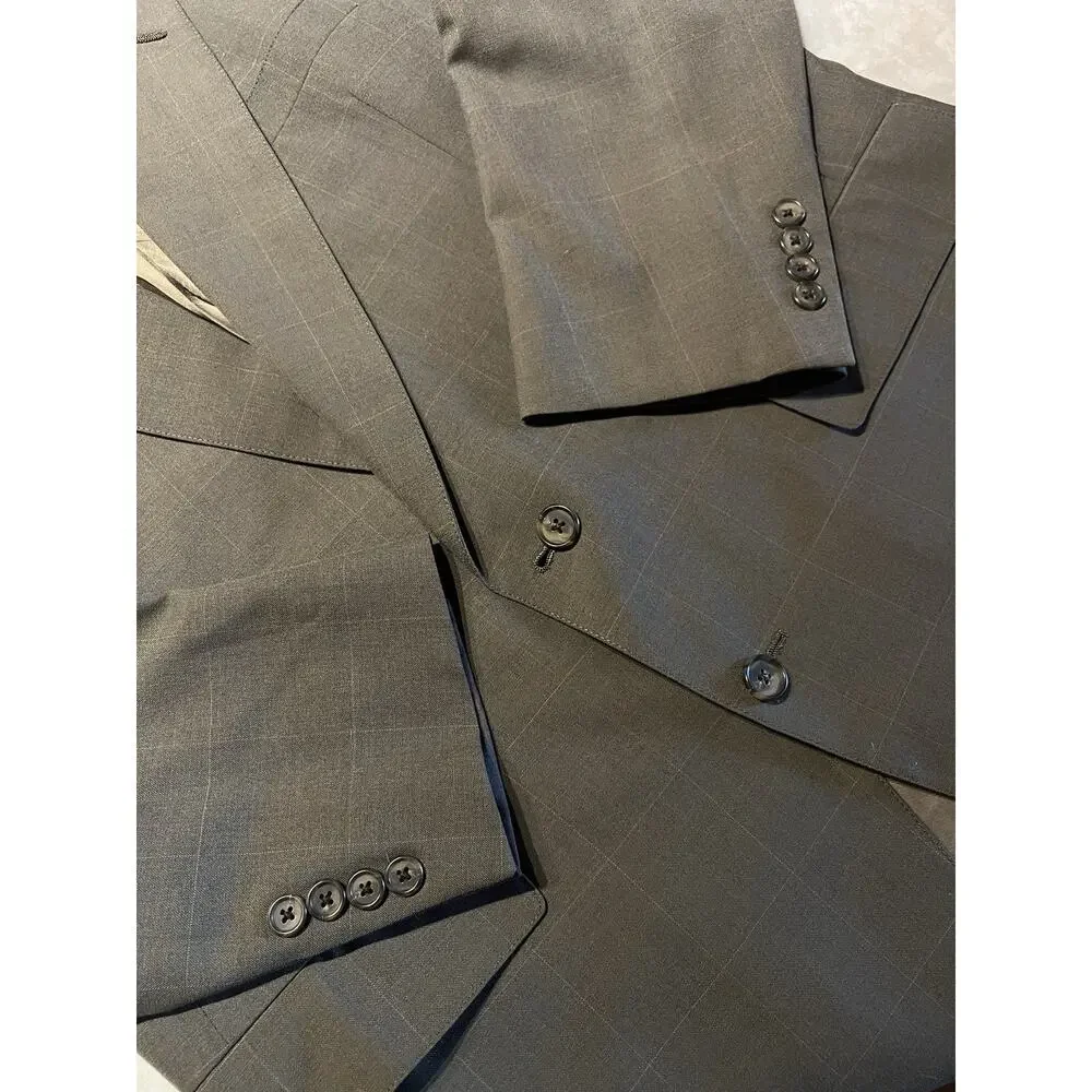 Vtg Hart Schaffner Marx 42R 34x29 Taupe Brown Plaid Classic Suit Viracle